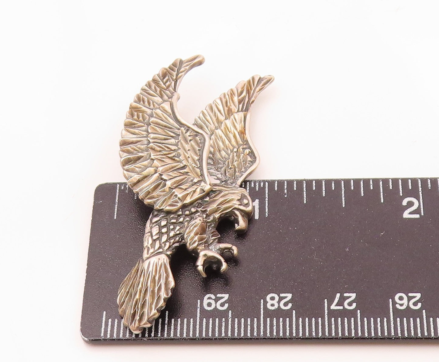 925 Sterling Silver  Vintage Shiny Diamond Cut Flying Eagle Pendant  PT19714