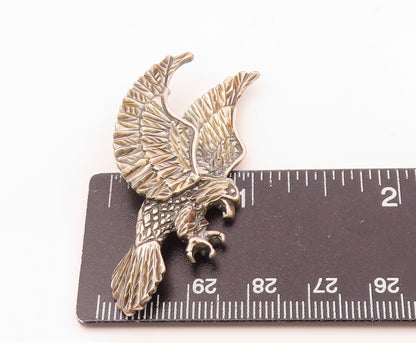 925 Sterling Silver  Vintage Shiny Diamond Cut Flying Eagle Pendant  PT19714