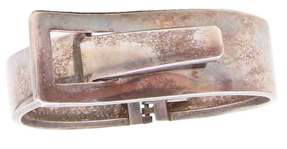 925 Sterling Silver Vintage Dark Tone Belt Buckle Bangle Bracelet BT2573