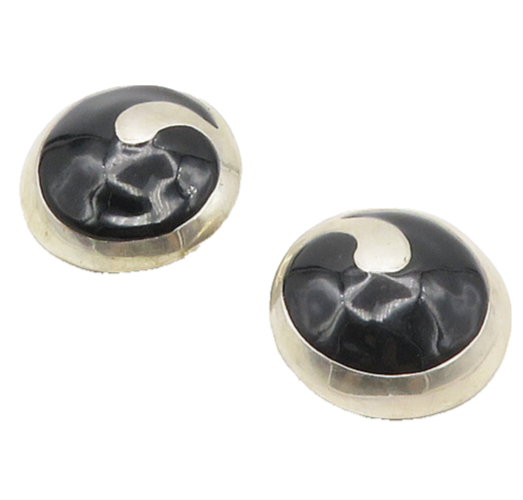 ANDREA CHAPIN 925 Sterling Silver Vintage Black Onyx Non Pierce Earrings  EG8991