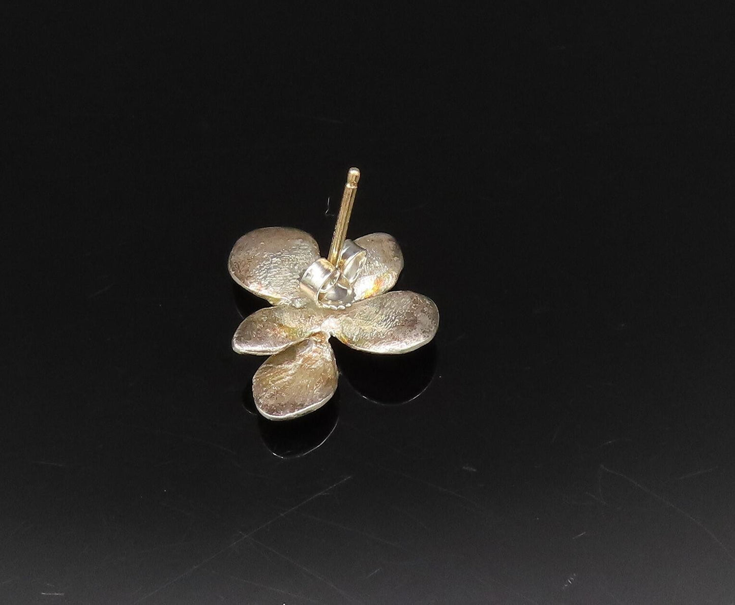 14K GOLD & 925 Silver  Vintage Two Tone Hoop Drop Singles Lot Earrings EG12050
