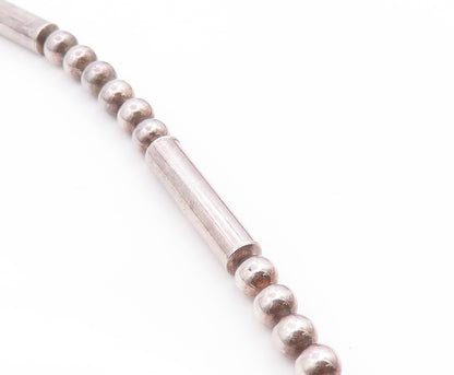 925 Sterling Silver Vintage Necklace Modernist Geometric Bead Bar Chain  NE4829
