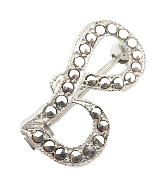 925 Sterling Silver  Vintage Lowercase G Initial Sparkling Brooch Pin  BP5368