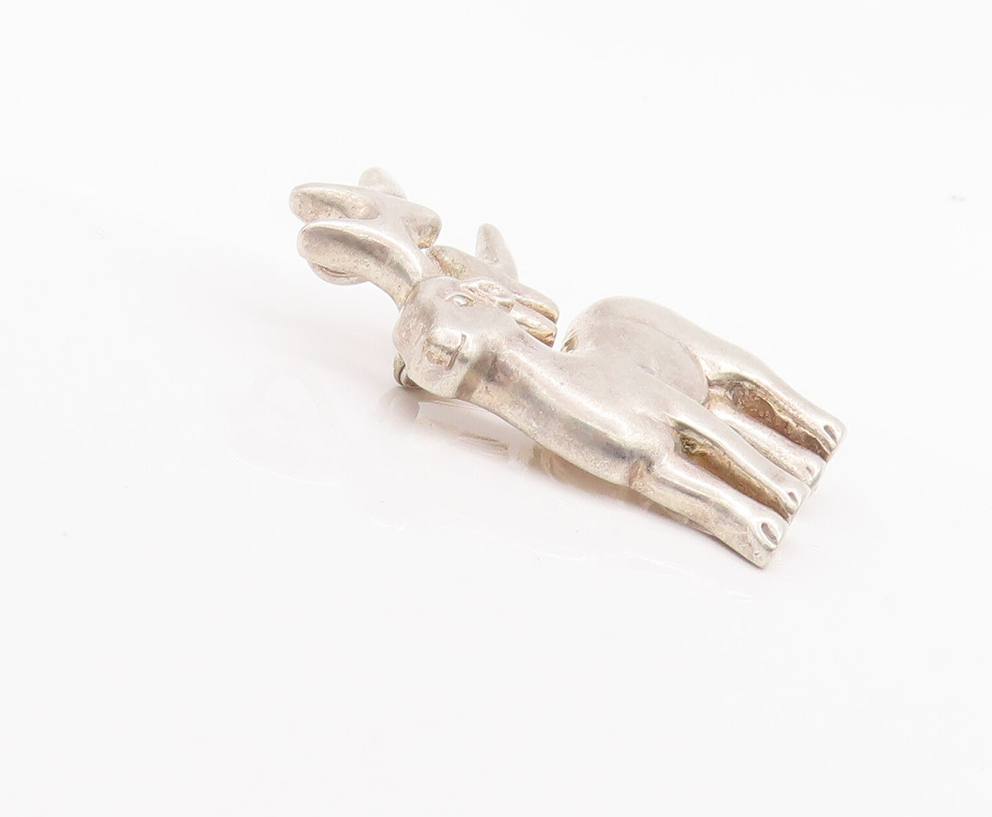 925 Sterling Silver Vintage Brooch Pin MFA Solid Carved Baby Deer  BP10682