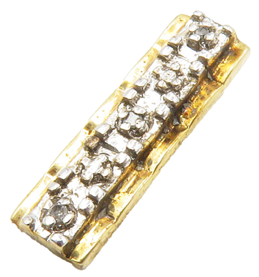 ROSS SIMON 925 Silver  Vintage Genuine Diamonds Two Tone Bar Pendant  PT10997