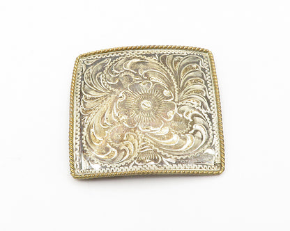 DESIGNER 925 Sterling Silver  Vintage Shiny Etched Floral Brooch Pin  BP5765