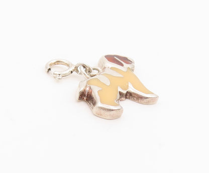 925 Sterling Silver Vintage Pendant Enameled Saint Bernard Dog Charm  PT25981