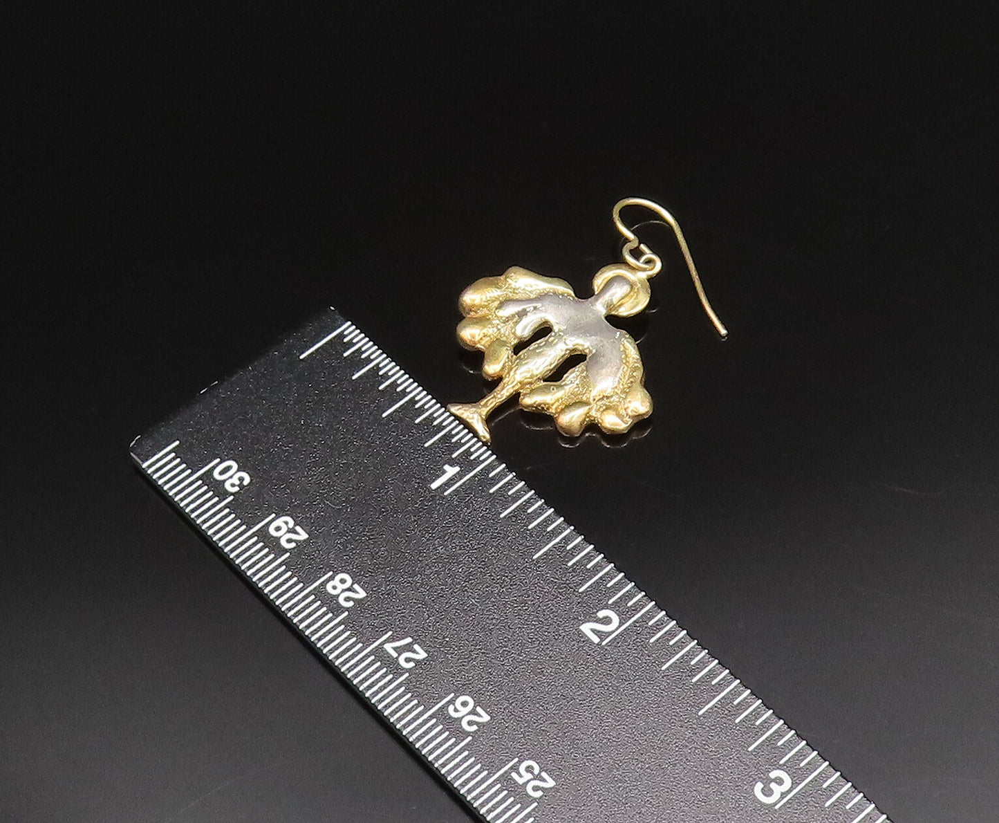 925 Sterling Silver  Vintage Two Tone Winged Figure Dangle Earrings  EG11977
