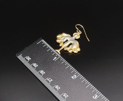 925 Sterling Silver  Vintage Two Tone Winged Figure Dangle Earrings  EG11977