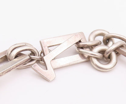 925 Sterling Silver Vintage Necklace VERSANI Heavy Rectangle Ring Cluster NE4317