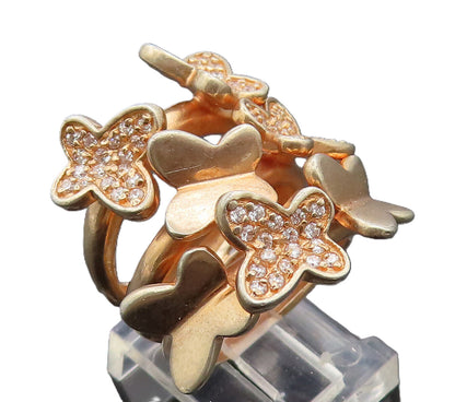 925 Sterling Silver  Vintage  3 Split Band CZ Butterflies Ring Sz 6  RG26980