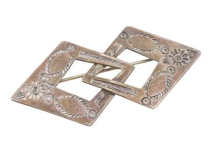 925 Sterling Silver Vintage Brooch Engraved Interlocking Geometric Pin  BP12491