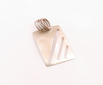 925 Sterling Silver  Vintage Shiny Smooth Cutout Detail Pendant  PT12007