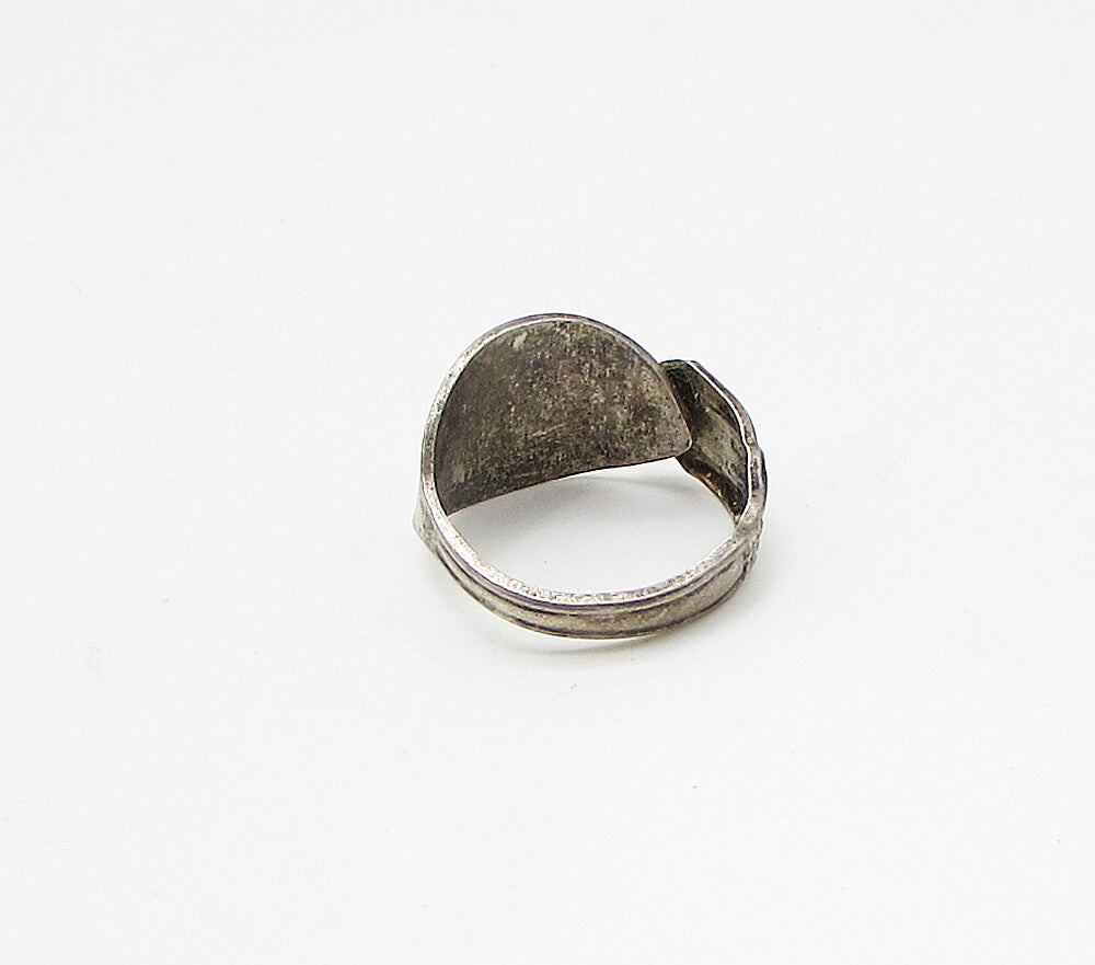 925 Sterling Silver  Vintage Carved Bypass Band Ring Sz 6  RG3334