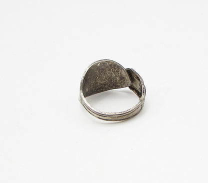 925 Sterling Silver  Vintage Carved Bypass Band Ring Sz 6  RG3334