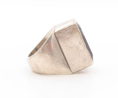 925 Sterling Silver Vintage Ring JANE DIAZ Large Botswana Agate  Sz 7  RG32784