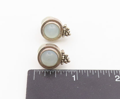 925 Sterling Silver Vintage Earrings MICHAEL DAWKINS Chalcedony Beads  EG14491