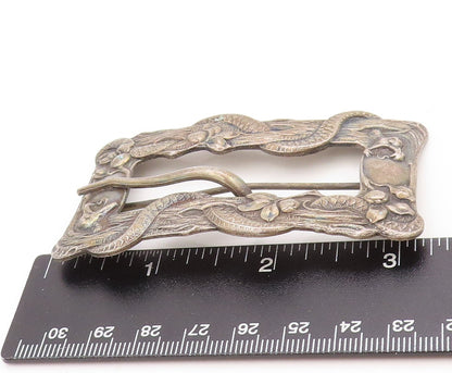 925 Sterling Silver Vintage Cloth Pin Dark Tone Floral Frame Carved  TR3845