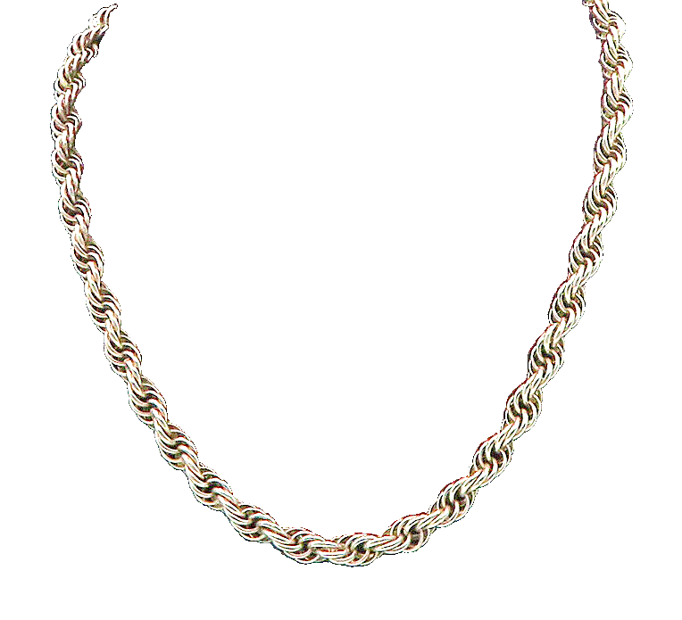 925 Sterling Silver  Vintage Shiny Minimalist Twist Chain Necklace  NE3211