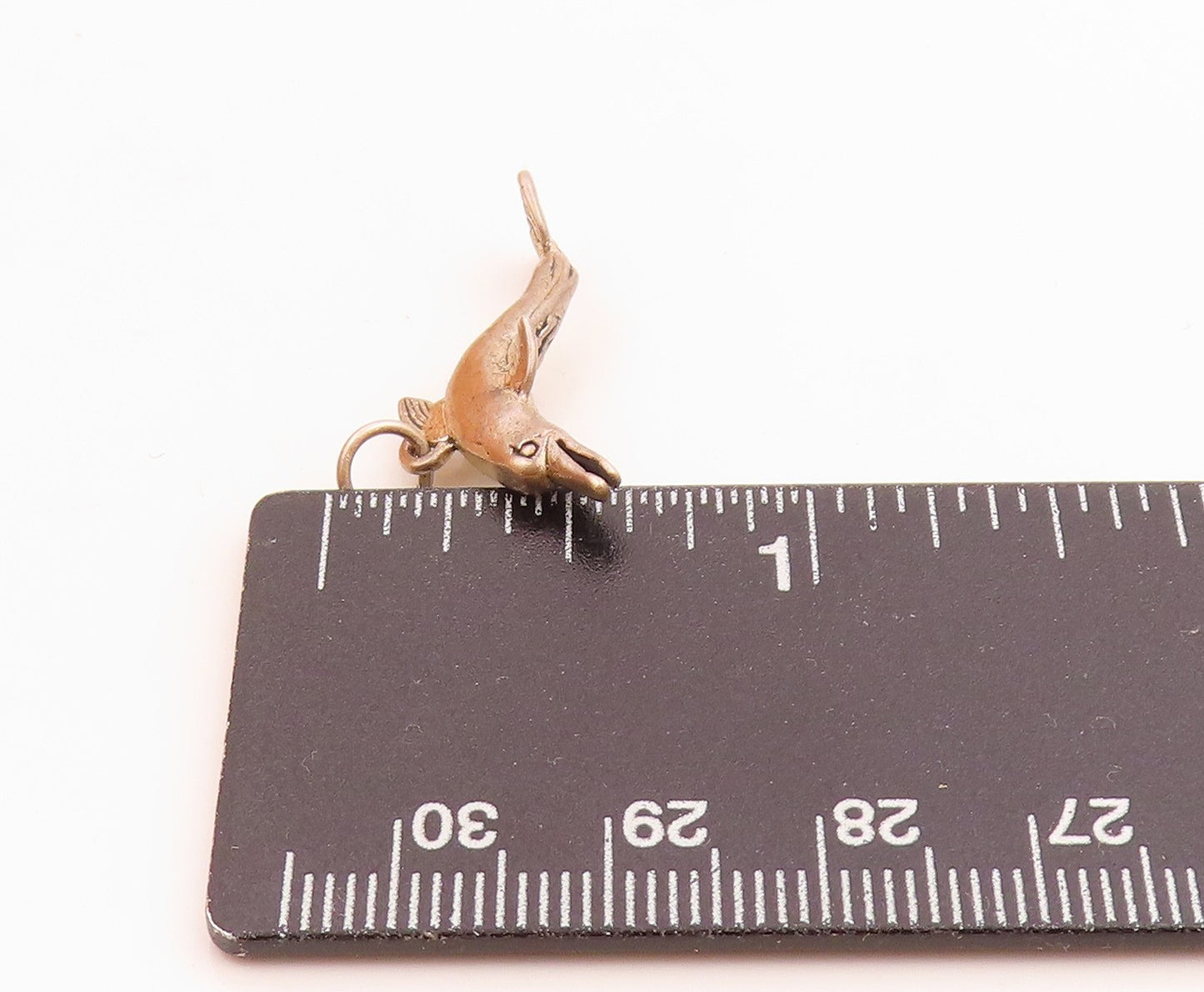 925 Sterling Silver Vintage Pendant 3D Miniature Carved Dolphin Charm  PT2255