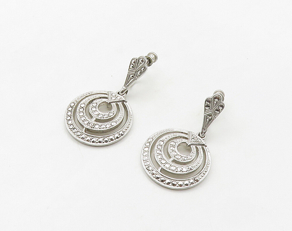925 Sterling Silver  Sparkling Graduating Circles Non Pierce Earrings  EG8251