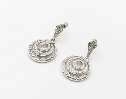 925 Sterling Silver  Sparkling Graduating Circles Non Pierce Earrings  EG8251