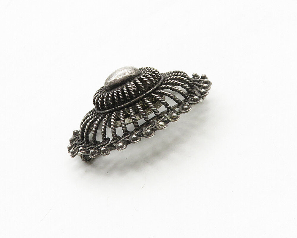 TOPAZIO PORTUGAL 925 Silver  Vintage Twist Dome Design Brooch Pin  BP7063