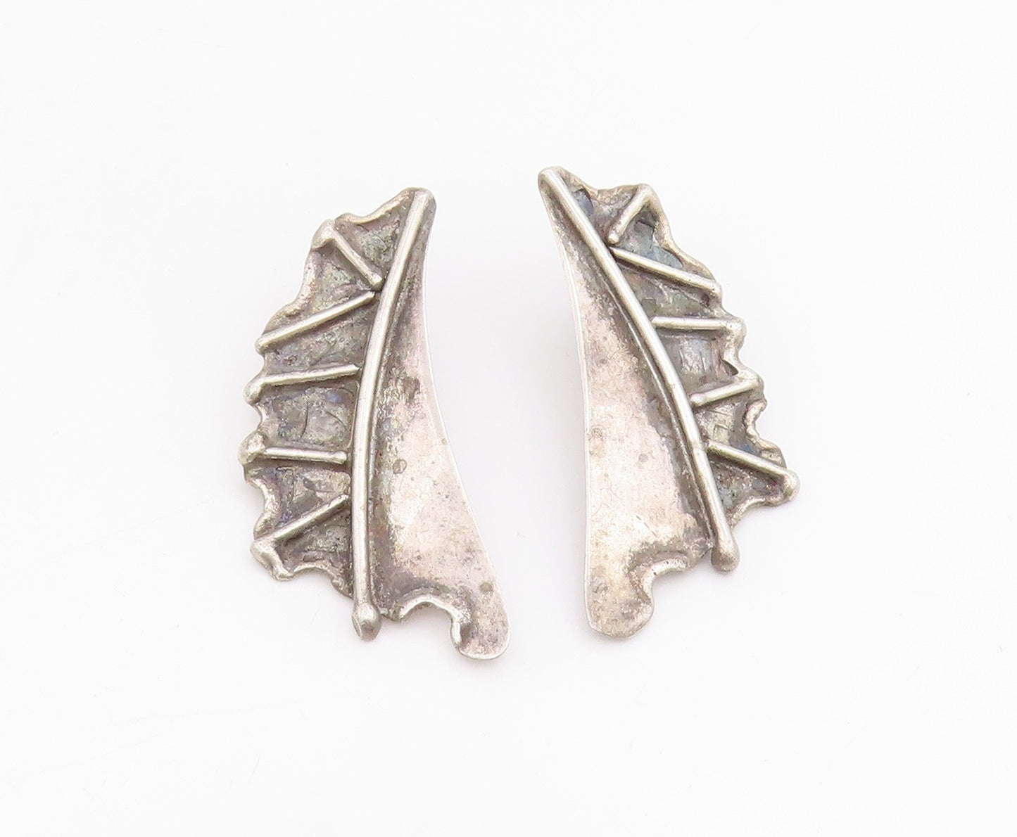 925 Sterling Silver Vintage Earrings GROVES Brutalist Dragon Wings  EG13950