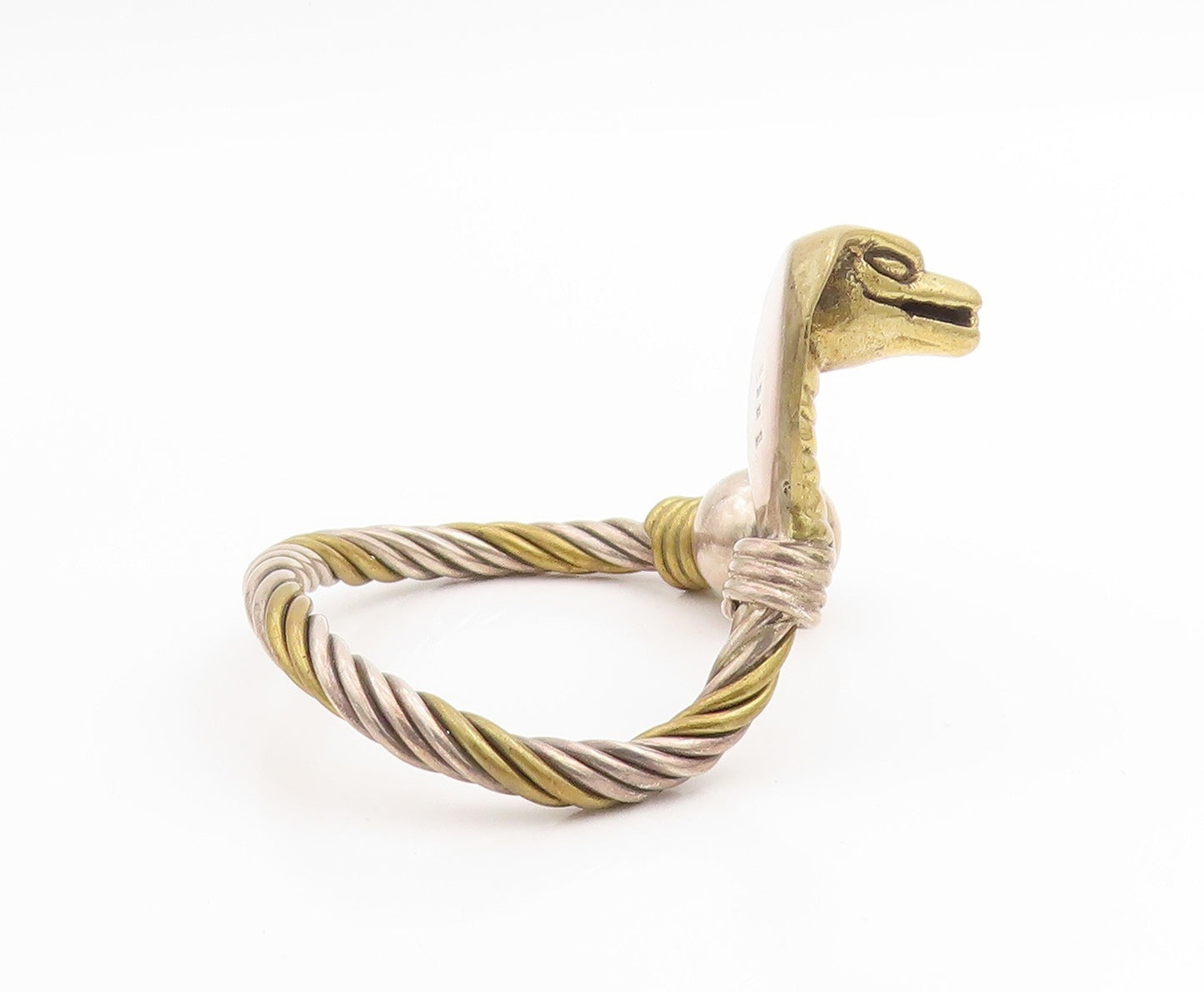 925 Sterling Silver Vintage Bracelet Two Tone Twisted Cobra Head Cuff  BT11418