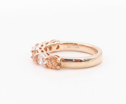 925 Sterling Silver Vintage Ring Rose Gold Plated Citrine & Topaz  Sz 7  RG29971
