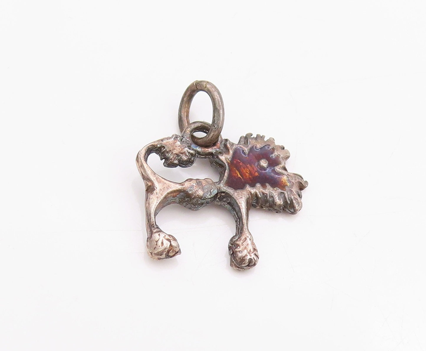 925 Sterling Silver Vintage Pendant Dark Tone Carved Poodle Charm  PT24531