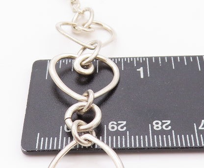925 Sterling Silver Vintage Necklace Designer Linked Hearts Cutout  NE4525