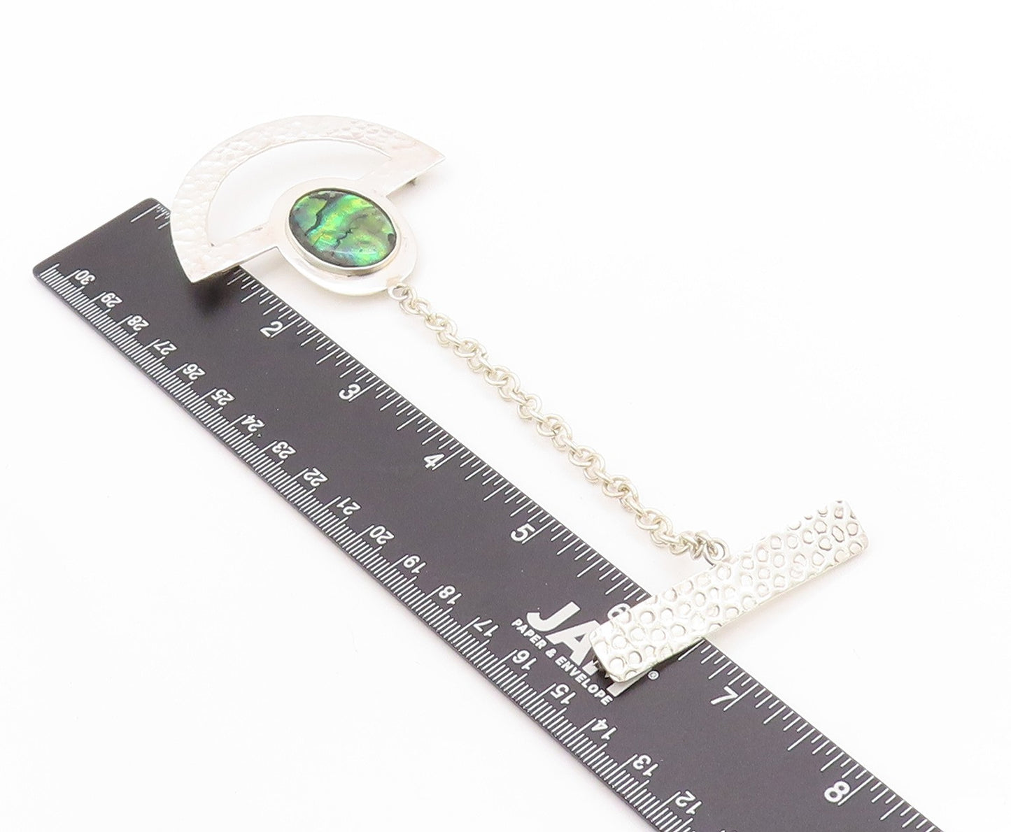 925 Sterling Silver Vintage Brooch MEXICO Fire Opal Long Tie Bar Pin   BP11767