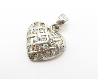 925 Sterling Silver  Vintage Petite Topaz Love Heart Drop Pendant  PT11247