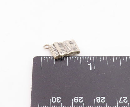 925 Sterling Silver  Vintage Open Religious Holy Bible Charm Pendant  PT21579