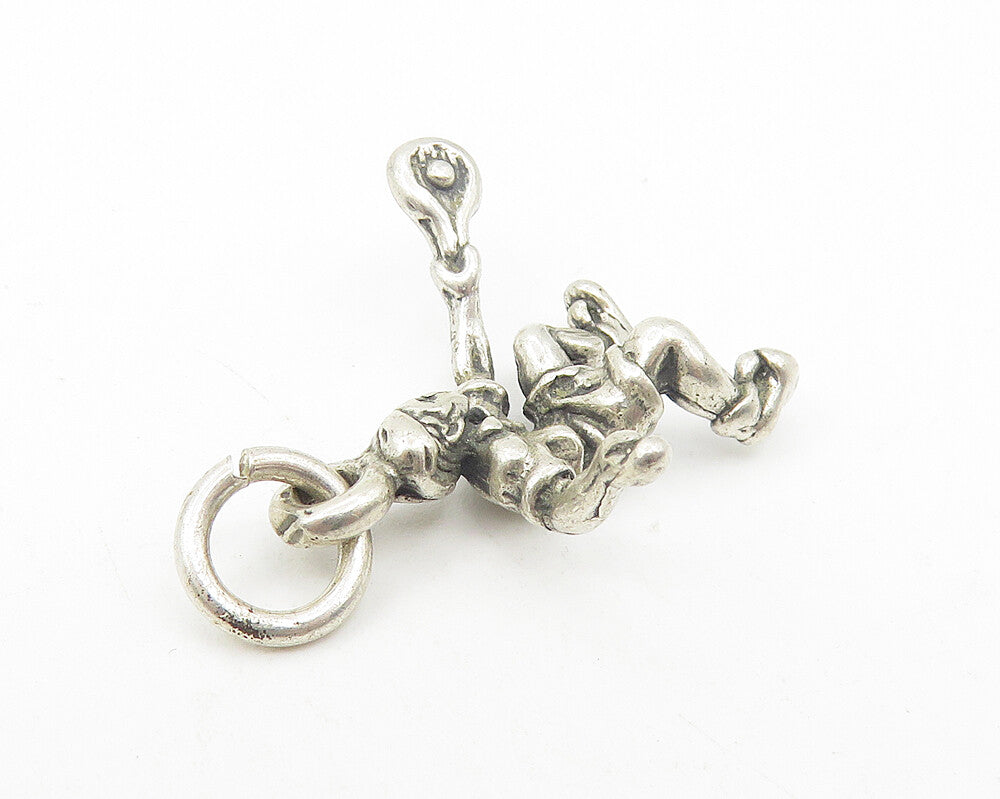 925 Sterling Silver  Vintage Petite Tennis Player Sports Drop Pendant  PT9229