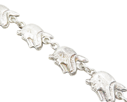 925 Sterling Silver  Vintage Egyptian Pharaoh Head Chain Bracelet  BT4244