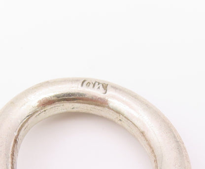 925 Sterling Silver Vintage Ring Two Tone Modernist Solid Disc  Sz 7  RG36534