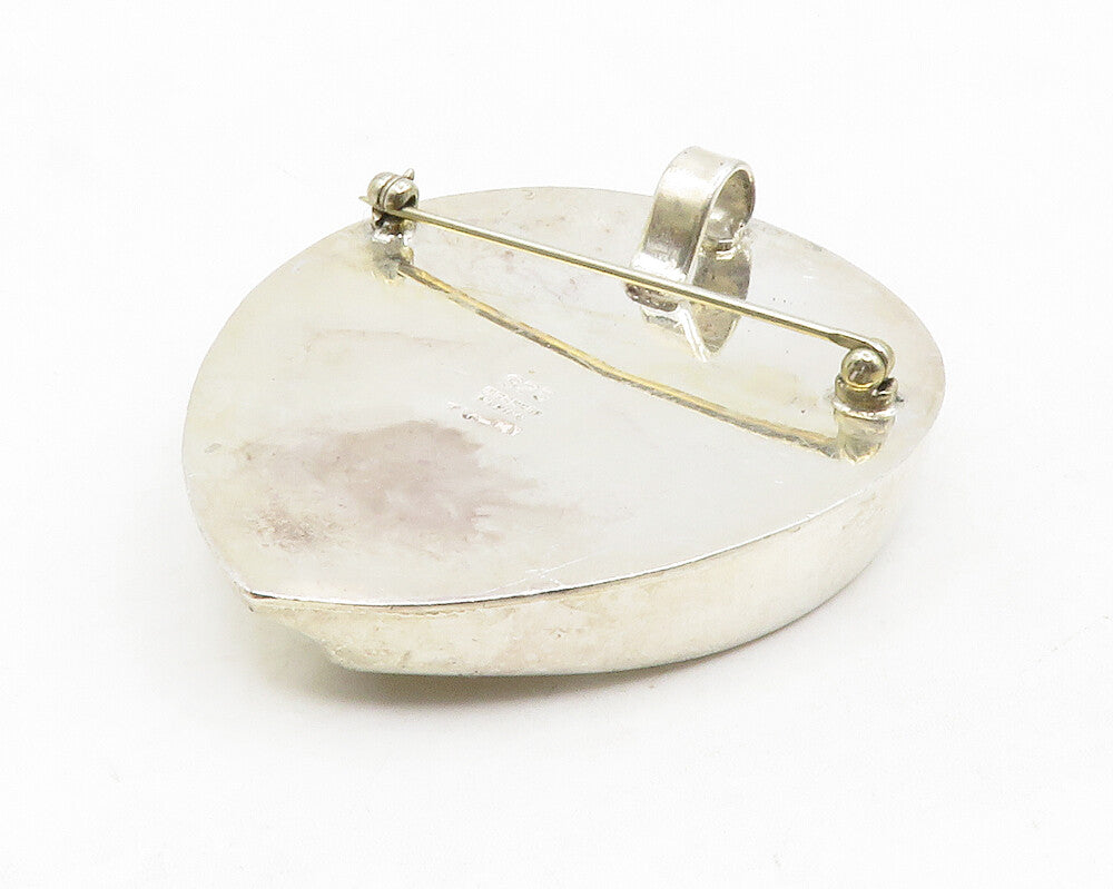 MEXICO 925 Sterling Silver  Vintage Shiny Modernist Leaf Brooch Pin  BP5123