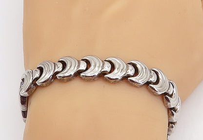 925 Sterling Silver  Vintage Shiny Wrench Hinge Link Chain Bracelet  BT1661