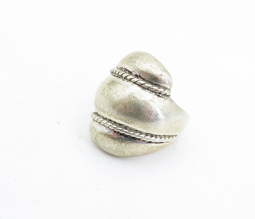 ESPO 925 Sterling Silver  Vintage Rope Twist Bypass Band Ring Sz 7.5  RG5853
