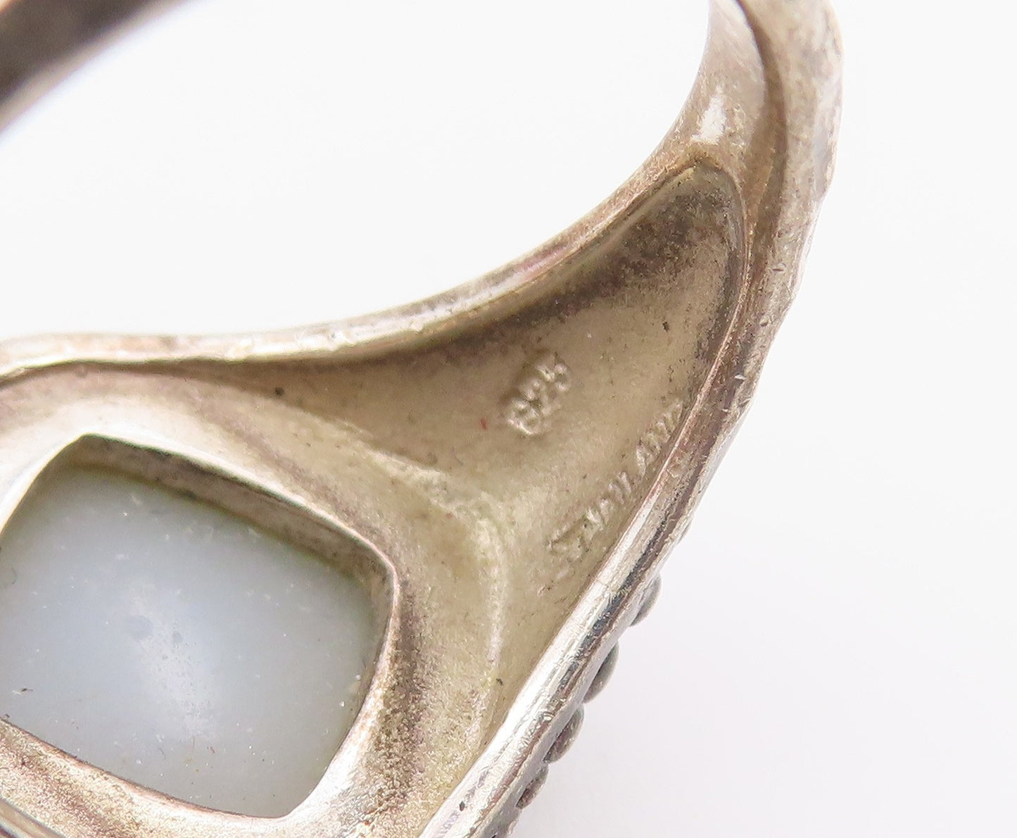 925 Sterling Silver Vintage Ring MICHAEL DAWKINS Drusy Quartz Band Sz 8 RG36452