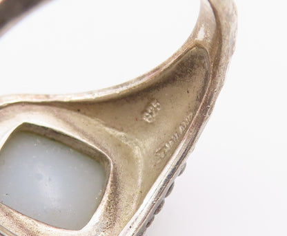 925 Sterling Silver Vintage Ring MICHAEL DAWKINS Drusy Quartz Band Sz 8 RG36452