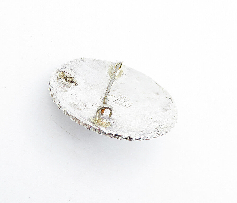 ISRAEL 925 Sterling Silver  Vintage Shiny Round Swirl Dome Brooch Pin  BP1688