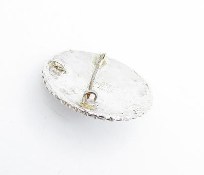 ISRAEL 925 Sterling Silver  Vintage Shiny Round Swirl Dome Brooch Pin  BP1688