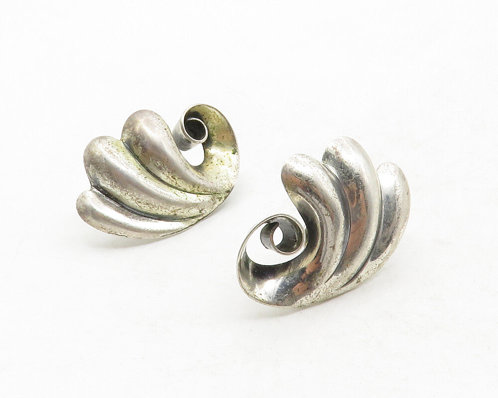 DANECRAFT 925 Sterling Silver  Vintage Modernist Non Pierce Earrings  EG6665
