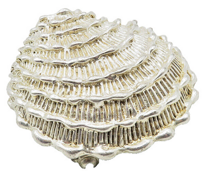 MEXICO 925 Sterling Silver  Vintage Shiny Clam Shell Motif Brooch Pin  BP3991