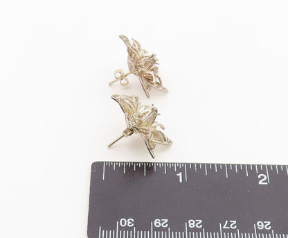 925 Sterling Silver Vintage Earrings Classic Intricate Filigree Flower  EG14482
