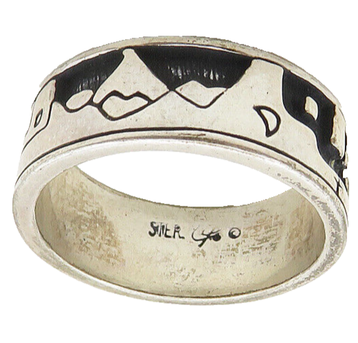 CAROLYN POLLACK RELIOS 925 Silver  Vintage City Scene Band Ring Sz 8  RG18052