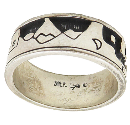 CAROLYN POLLACK RELIOS 925 Silver  Vintage City Scene Band Ring Sz 8  RG18052